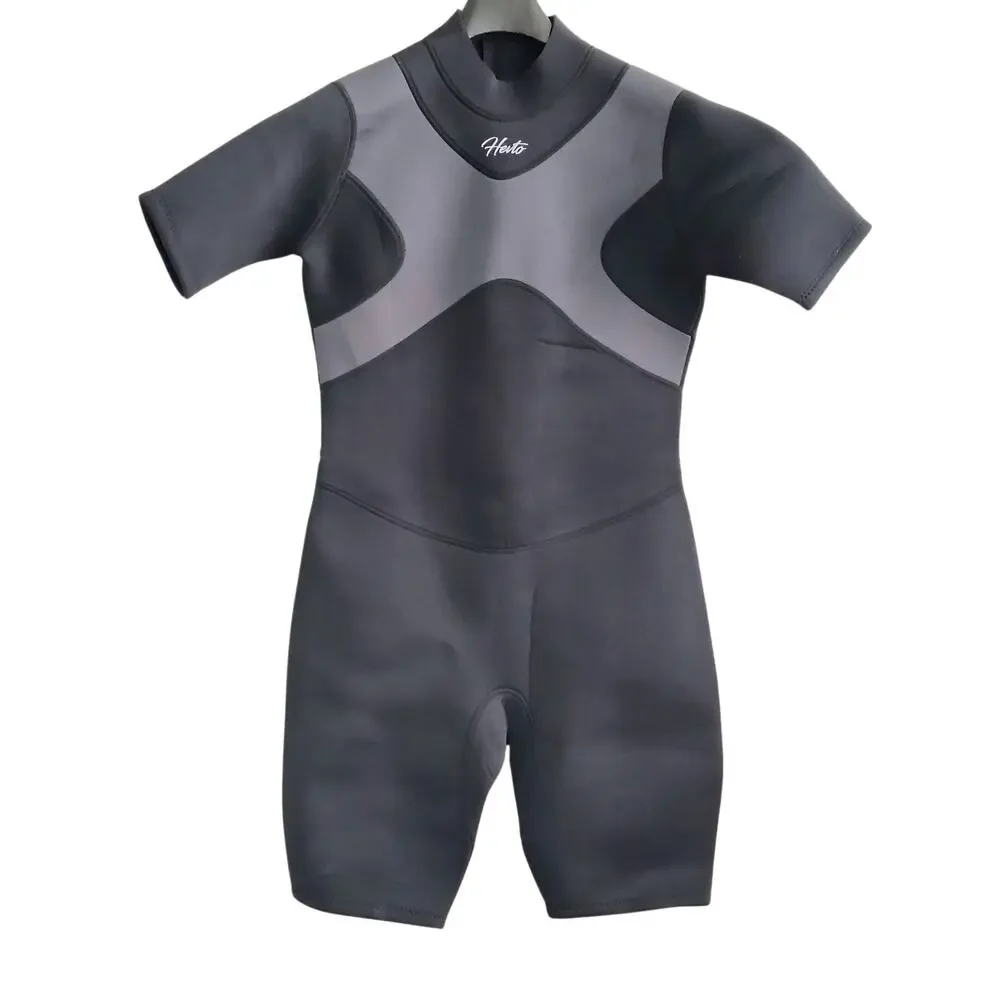 Hevto Black Dive WetSuit Shorty Unisex Size XL Back Zip Neoprene Water Sport NEW